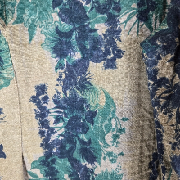 Soft Surroundings Floral Green Bohemian Cotton Shirt. Size PXL - Picture 6 of 9